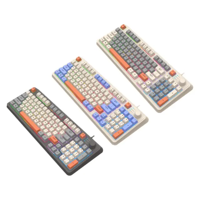 RGB Gaming Keyboard 94 Keys RGB Colors Backlit Minimalist Three Color Matching