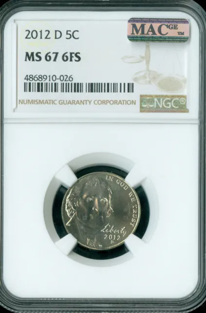 2012 D Jefferson Nickel Ngc Ms67 Fs Pq Mac Finest Registry Spotless *