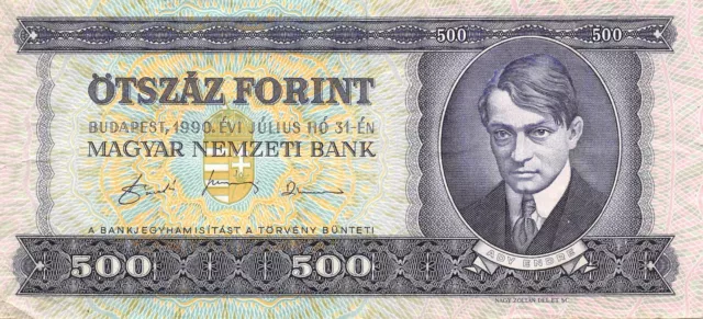 Hungary  500  Forint  31.7.1990   Series  E 875  Circulated Banknote QZ34