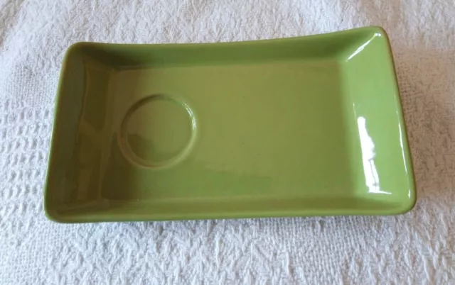 Derby Bourne Rectangle Tea Plate With Cup Seat Green 20 cm x 11 cm