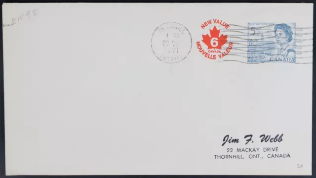 Cubierta de papelería MayfairStamps Canadá 1971 Thorn Hill Ontario nuevo valor 6 centavos