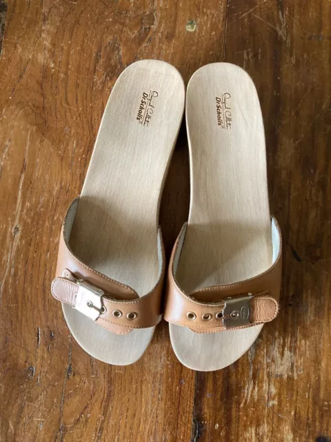 Dr Scholls Original Collection Wooden Sandals Clogs Exercise Slides Tan Size 8M