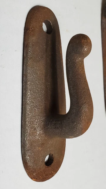 7 Old Antique Iron Hook Wall Nautical ? Special Use? Vintage 4"L Heavy Duty 6