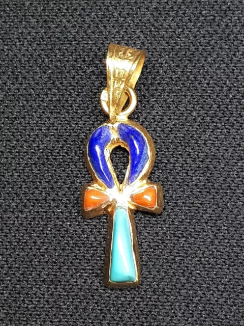 ANKH CROSS KEY OF LIFE 18K YELLOW GOLD PENDANT AWESOME EGYPTIAN HANDMADE 0.70 Gr