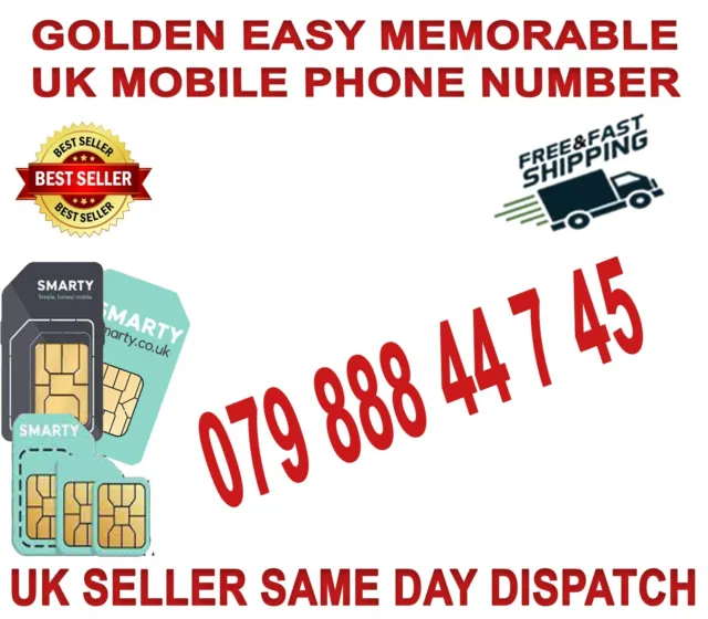 Golden Easy Memorable Uk Vip Mobile Phone Number 079 888 44 7 45  (B 49 )
