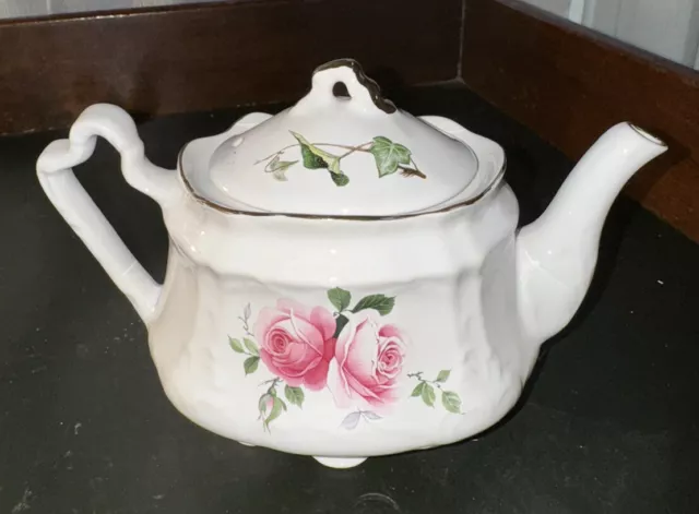 Vintage Arthur Wood & Son Teapot Pink Rose Staffordshire England