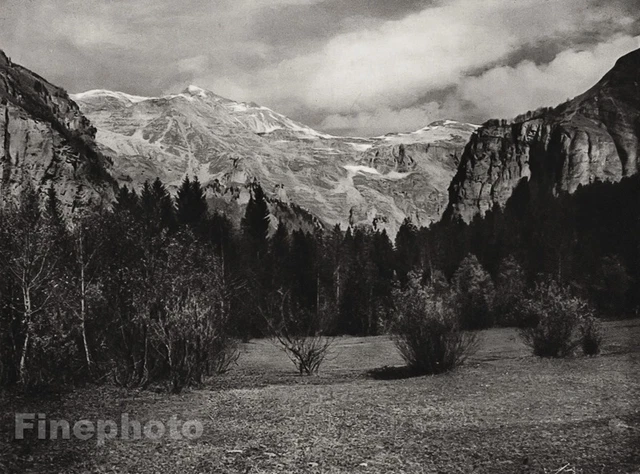 1927 Vintage FRANCE Cirque du Fer-a-Cheval Mountain Landscape Photo By HURLIMANN
