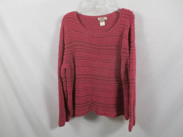 Tommy Bahama Womens Sweater Large Pink Pullover Long Sleeve Scoop Neck Nylon