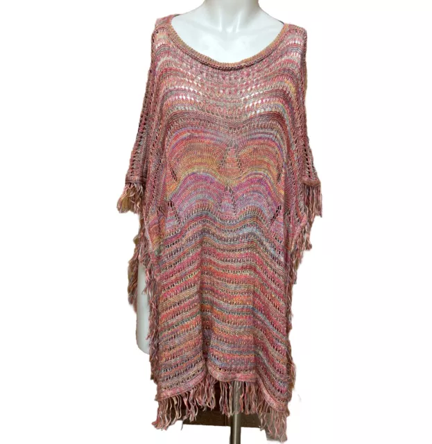 Forever 21 Sweater Poncho Multicolor Boho One Size