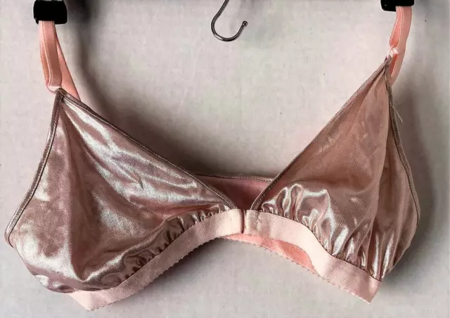 Vtg VANITY FAIR Second Skin Shiny SATIN Sissy Pink BRA No Underwire 34 ~ SO SEXY