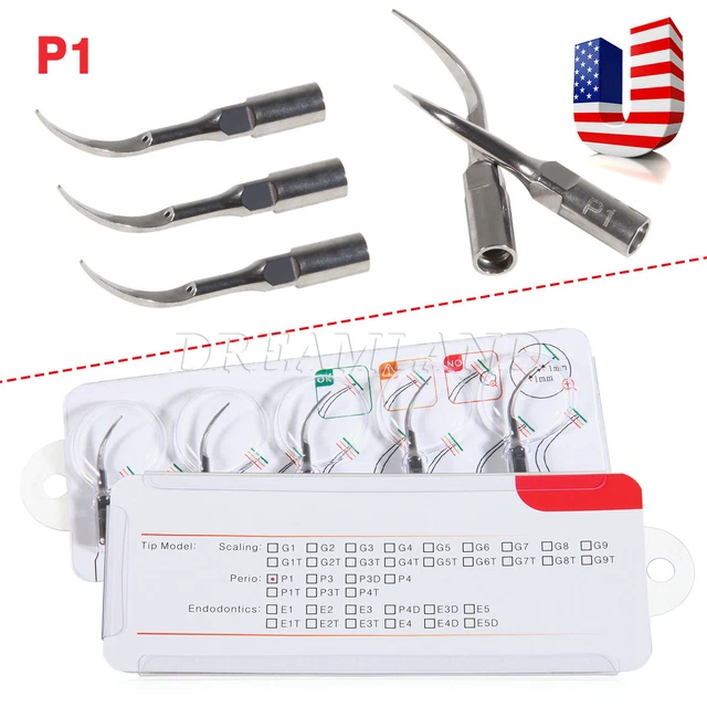 1-5pc Dental Ultrasonic Piezo Scaler Insert Tips P1 Fit EMS WOODPECKER Handpiece