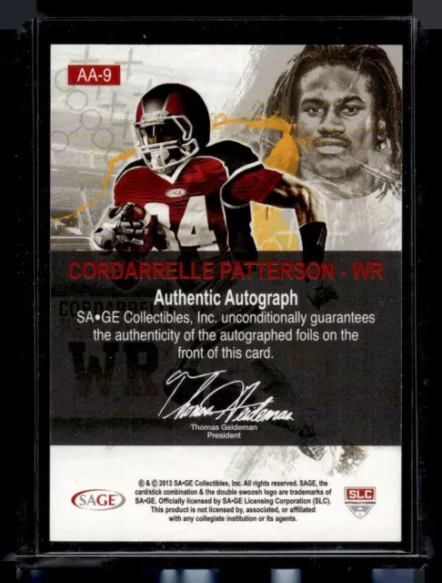 2013 SAGE HIT #ART9 Cordarrelle Patterson Artistry 2