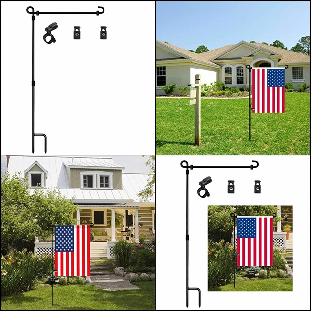 HOOSUN Garden Flag Stand Flag Holder Metal  2 Spring Stoppers (no flag on it )..