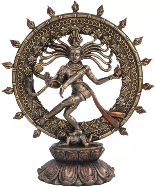 Hindu Shiva Nataraja Dancing Statue Bronze Finished Hand Painted Collectible 3