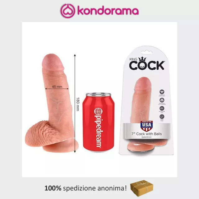 King Cock dildo fallo realistico non vibrante pene con testicoli ventosa 18 cm