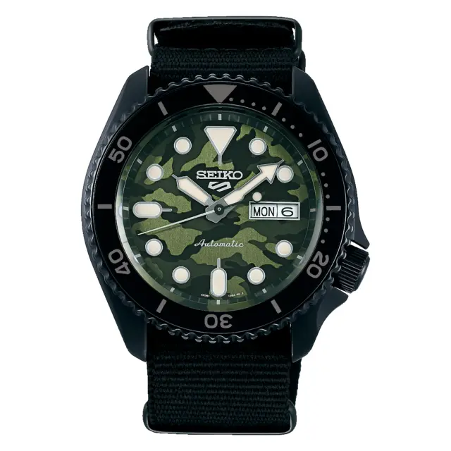 Seiko 5 Sports ‘Camo’ Style Green Dial Black Strap Mens Watch SRPJ37K1 RRP £310