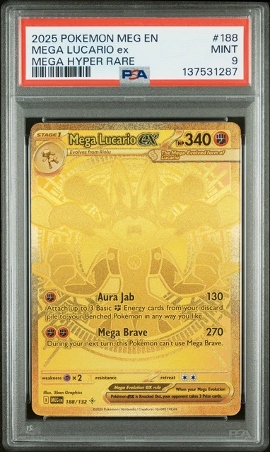 2025 POKEMON MEG En-Mega Evolution Mega Hyper Rare #188 Mega Lucario Ex ...