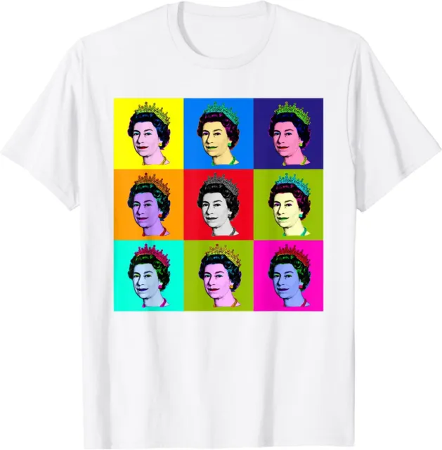 T-shirt Regina Elisabetta Queen Elizabeth donna bianca manica corta 