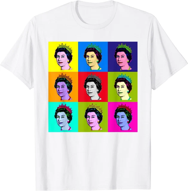 T-shirt Regina Elisabetta Queen Elizabeth donna bianca manica corta 