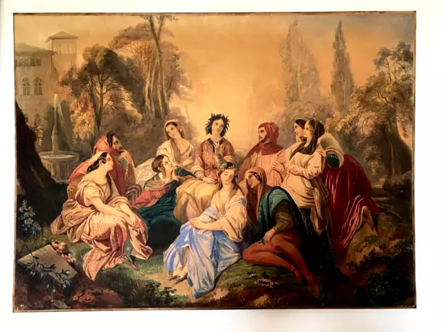 Tableau ancien/ Grande gouache /Signée et datée 1843/ Très belle facture /