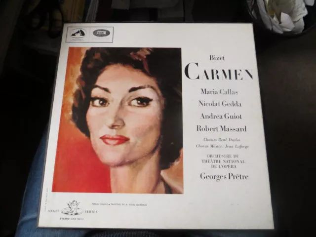 Georges Bizet Maria Callas Gedda Guiot Pretre Carmen triple 3 LP box set EX/EX