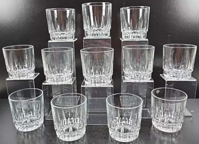 12 Arcoroc Lancer On The Rocks Glass Set Clear Vertical Cut Whiskey Tumblers Lot