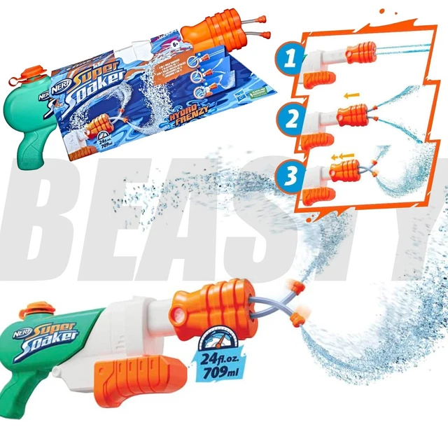 Nerf Super Soaker Hydro Frenzy - Blaster à Eau 3-en-1 - Réservoir 709ml - À Partir De 6 Ans