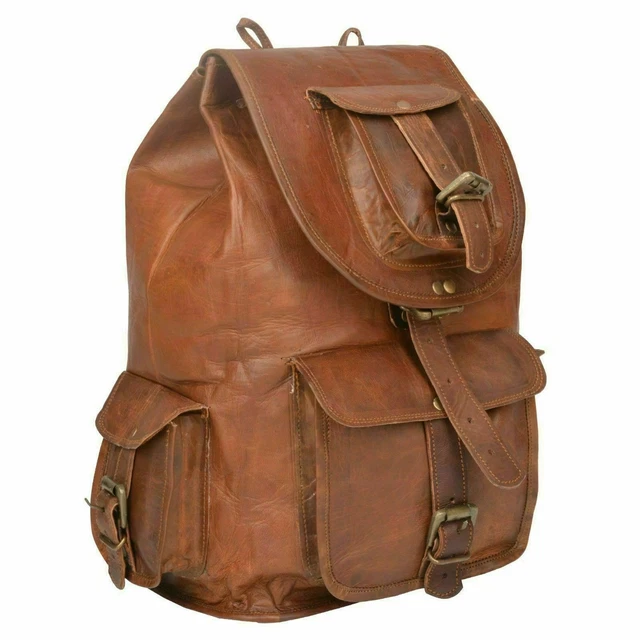 16 Inch New Genuine Leather Back Pack Rucksack Travel Bag For Men's and Women's.