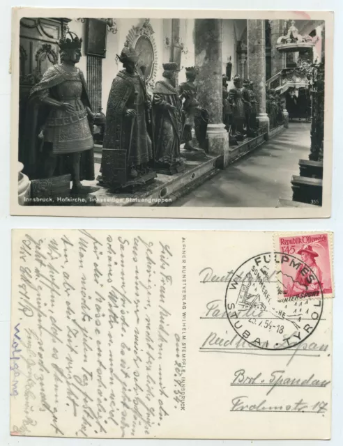 74703 - Innsbruck - court church - group of statues - real photo - AK, run 23.7.1954