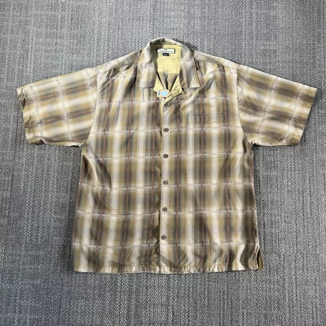 TOMMY BAHAMA 100% Silk Plaid Shirt Mens Large Short Sleeve Hawaiian ...