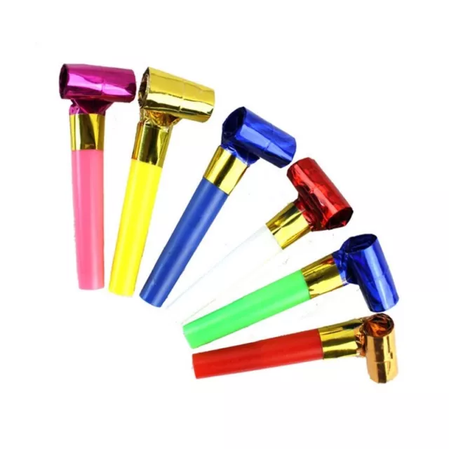 Party Blowers 100 Pack Colourful Bulk Blowouts Party-Popper Horns Dragon Whistle