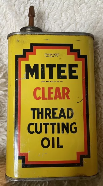 Vintage MITEE Thread Cutting Oil Advertising Tin RARE OIL CAN