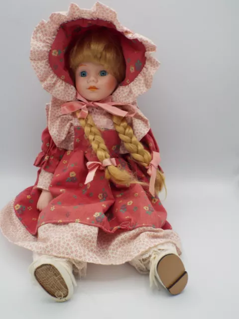 Vintage Porcelain Doll Heritage Mint Ltd. Collection Blonde Braided Hair 16 in.