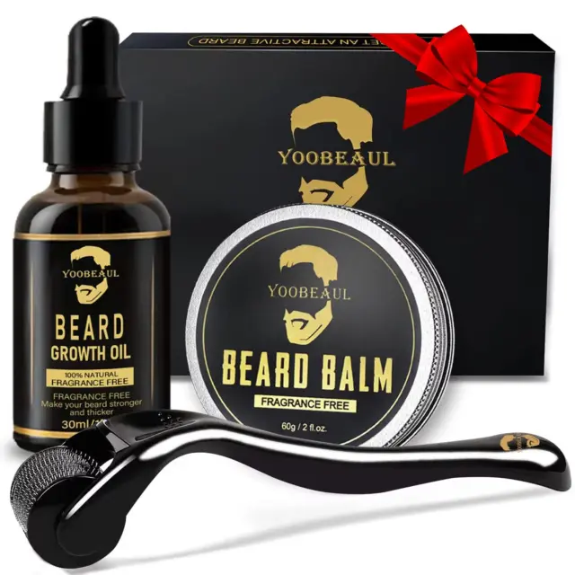 Beard Care  Derma Roller Oil & Balm Roller Kit Fathers Dad  Boyfriend Gifts NEW