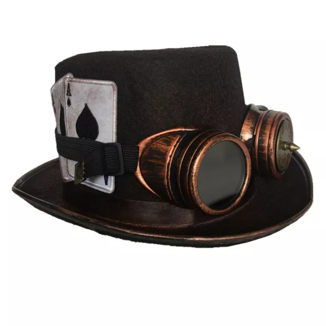 Expédié de Paris - Chapeau Steampunk Haut de Forme Lunettes Goggle Engrenage