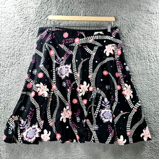 Target Womens Skirt Size 16 Black Ivory Pink Floral A-line Knee Length