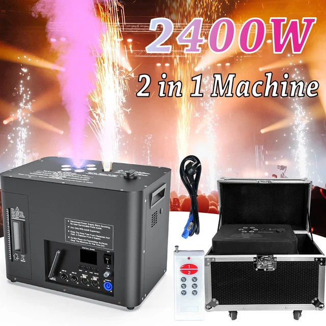 2400W Spark &Fog Smoke Machine 3 IN 1 Stage Effects DJ Event Party w/Flight case
