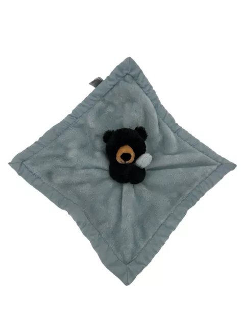 Carter's Black Dark Gray Bear Baby Blue Security Blanket Lovey Satin 14” 2018