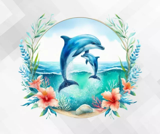 Dolphin Wreath Bathroon Bedroom Wall Vinyl Sticker Decals ty599