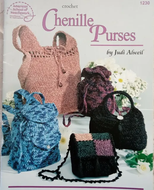 Chenille Purses Crochet 1230 American School of Agujas patrones de colección 1996