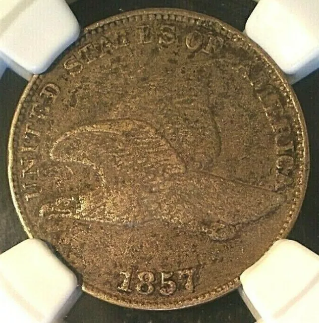 1857 1C Flying Eagle Cent, NGC XF details, enviromental damage, Nice strike 2