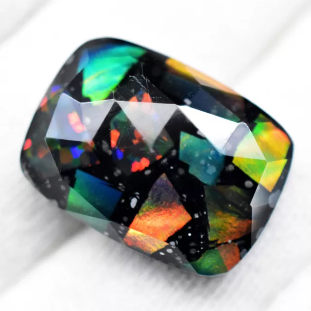 20.85 Ct Natural Australian Black Fire Opal Doublet Certified Sparkling Gemstone