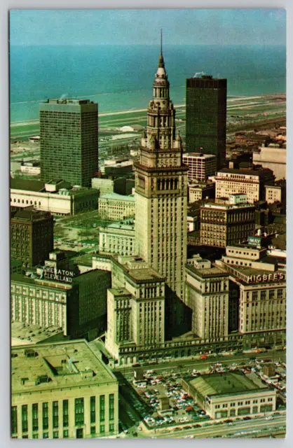 Cleveland Ohio OH Aerial View Erieview Plaza Waterfront Postcard
