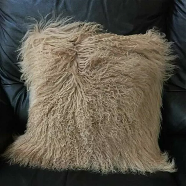 100% Real Mongolian Lamb Wool Cushion Cover Curly Fur Pillowcase Multi-Size