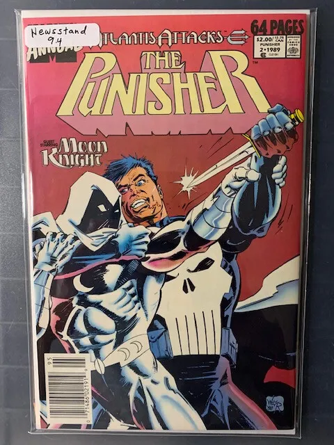 Punisher Annual #2 NM 9.4 Newsstand! 1st Meeting Moon Knight!