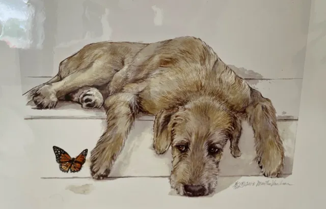 Irish Wolfhound Puppy with Butterfly ltd Edition Print 11x17 By Van Loan signed
