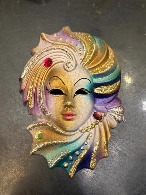 Masque De Venise En Céramique Doré - Nouvelle Collection - Porcelaine
