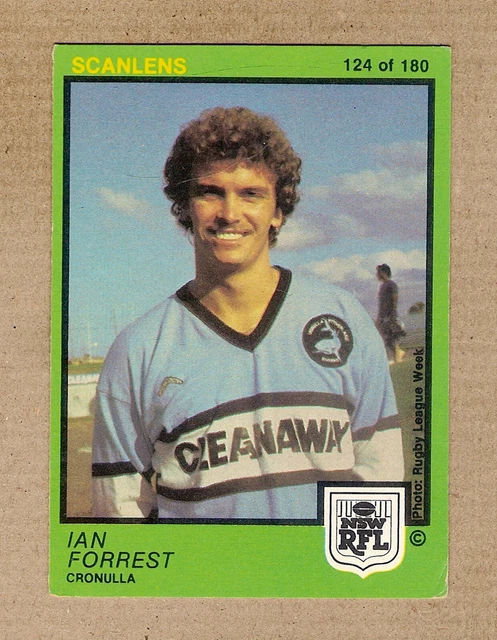 1982 CRONULLA Sharks Scanlens Rugby League Card #124 Ian Forrest $10.00 ...