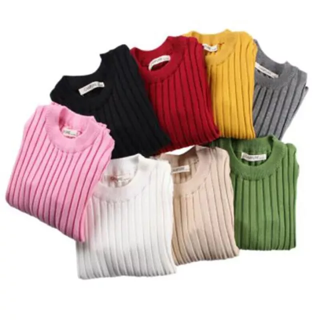New Girls Sweaters Solid Candy Color Boys Sweaters Knitted Baby Kids Pullover