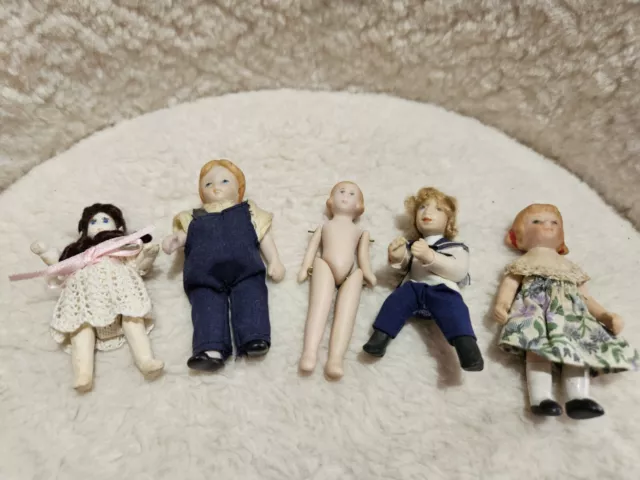 Miniature Porcelain Dolls Collectable Vintage ? Joblot Of 5 #930